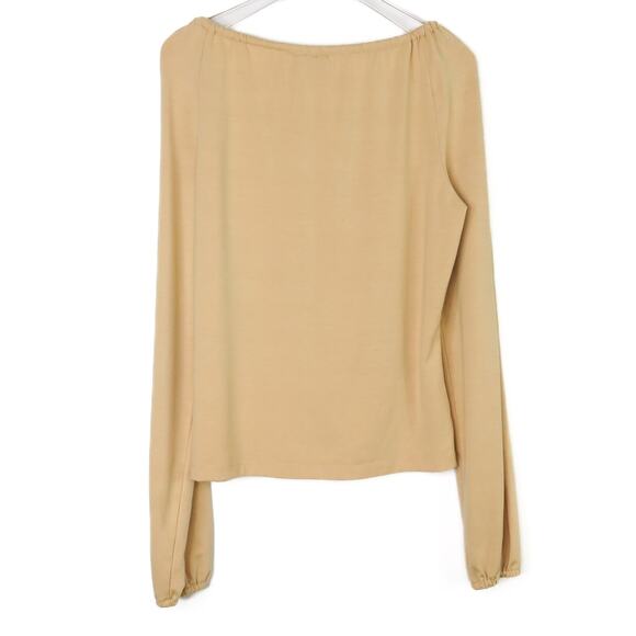 Y2k Vintage Xhiliration Tan Long Sleeve Floral Embroidered Blouse Medium - Picture 2 of 6